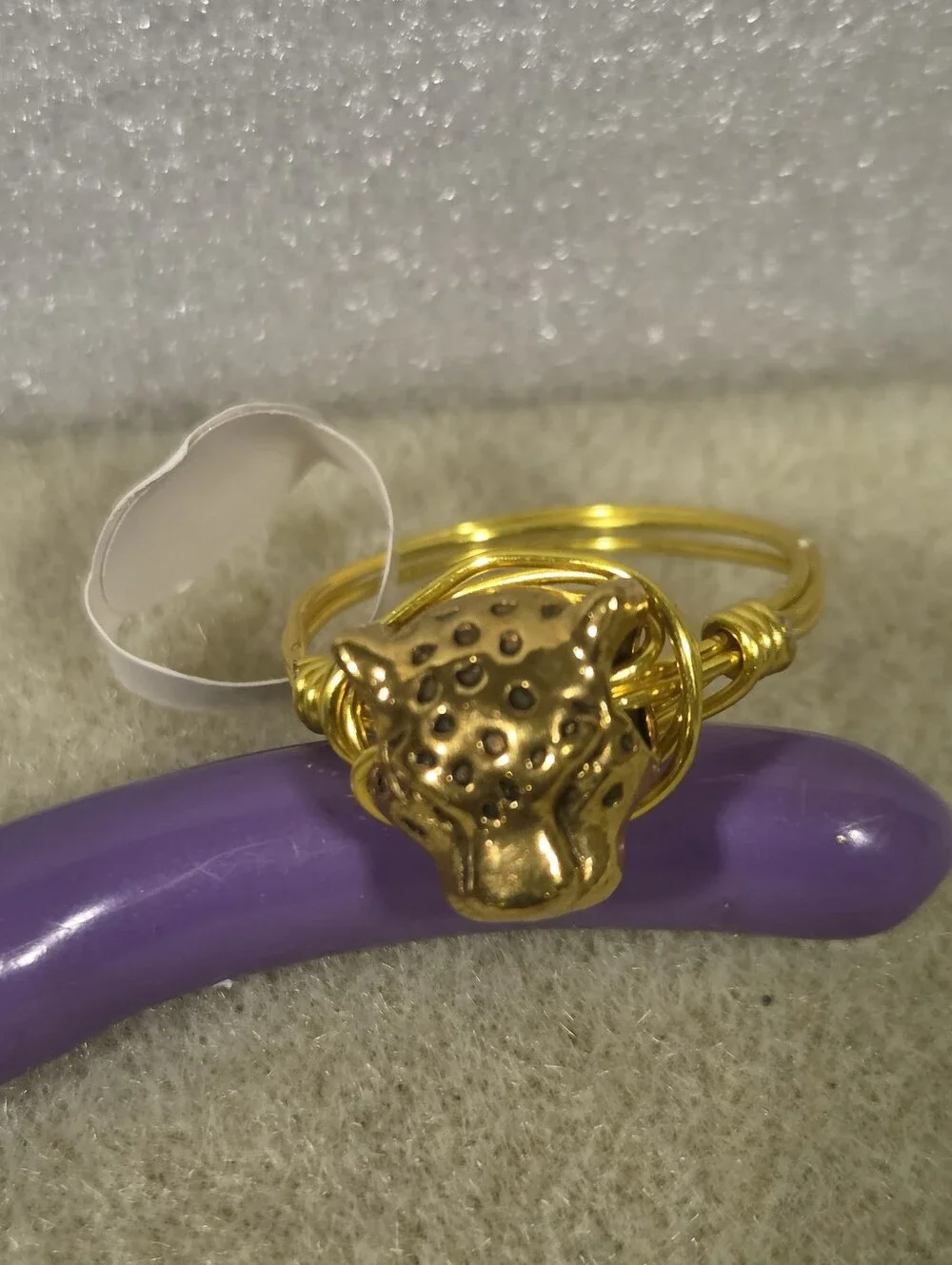 Handcrafted Gold Leopard Head Wire-Wrapped Ring - Men's Jewelry